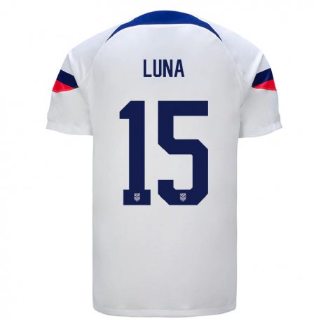 Kandiny Niño Camiseta Estados Unidos Diego Luna #15 Blanco 1ª Equipación 22-24 La Camisa Chile