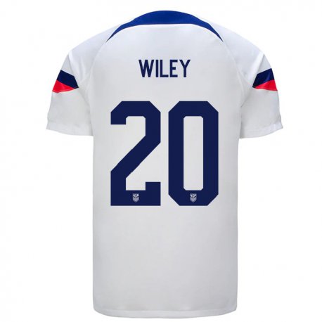 Kandiny Niño Camiseta Estados Unidos Caleb Wiley #20 Blanco 1ª Equipación 22-24 La Camisa Chile