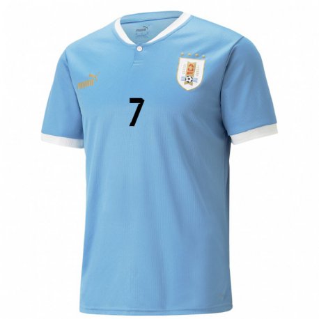 Kandiny Niño Camiseta Uruguay Stephanie Tregartten #7 Azul 1ª Equipación 22-24 La Camisa Chile