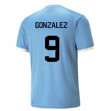 Kandiny Niño Camiseta Uruguay Pamela Gonzalez #9 Azul 1ª Equipación 22-24 La Camisa Chile