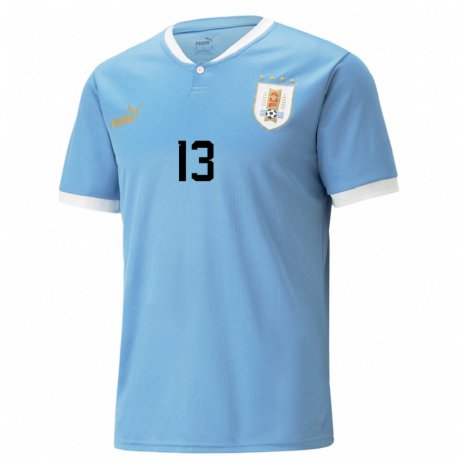 Kandiny Niño Camiseta Uruguay Sofia Olivera #13 Azul 1ª Equipación 22-24 La Camisa Chile