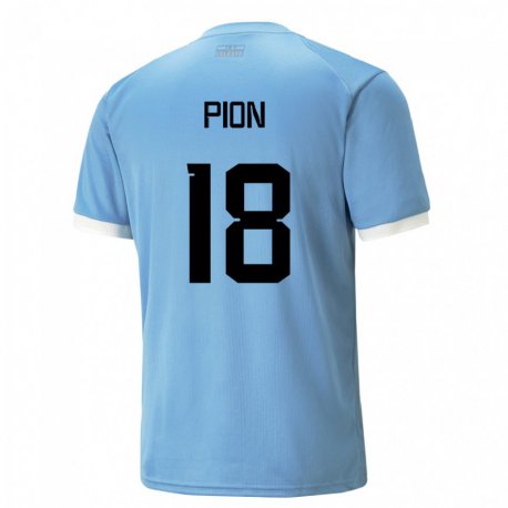 Kandiny Niño Camiseta Uruguay Mariana Pion #18 Azul 1ª Equipación 22-24 La Camisa Chile