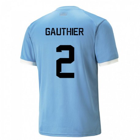 Kandiny Niño Camiseta Uruguay Valentin Gauthier #2 Azul 1ª Equipación 22-24 La Camisa Chile