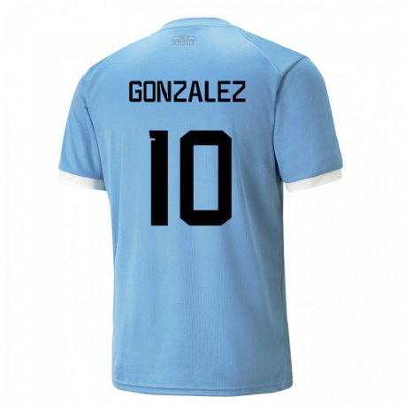 Kandiny Niño Camiseta Uruguay Franco Gonzalez #10 Azul 1ª Equipación 22-24 La Camisa Chile