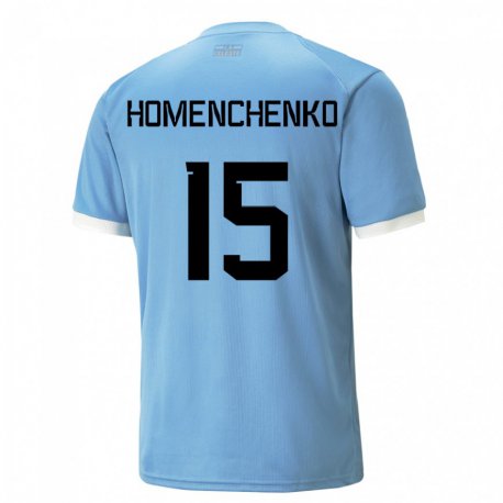 Kandiny Niño Camiseta Uruguay Santiago Homenchenko #15 Azul 1ª Equipación 22-24 La Camisa Chile