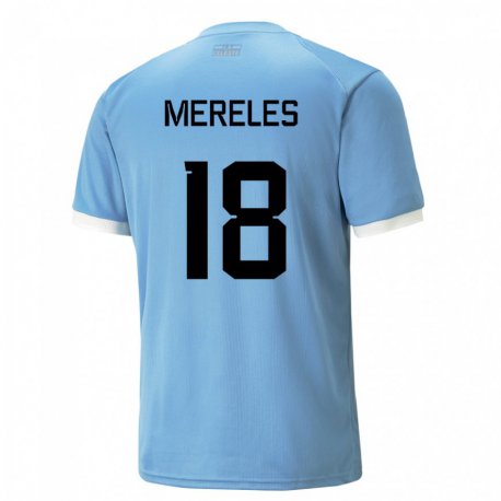 Kandiny Niño Camiseta Uruguay Exequiel Mereles #18 Azul 1ª Equipación 22-24 La Camisa Chile