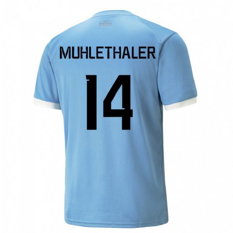 Kandiny Niño Camiseta Uruguay Stiven Muhlethaler #14 Azul 1ª Equipación 22-24 La Camisa Chile