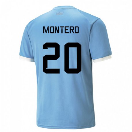 Kandiny Niño Camiseta Uruguay Alfonso Montero #20 Azul 1ª Equipación 22-24 La Camisa Chile