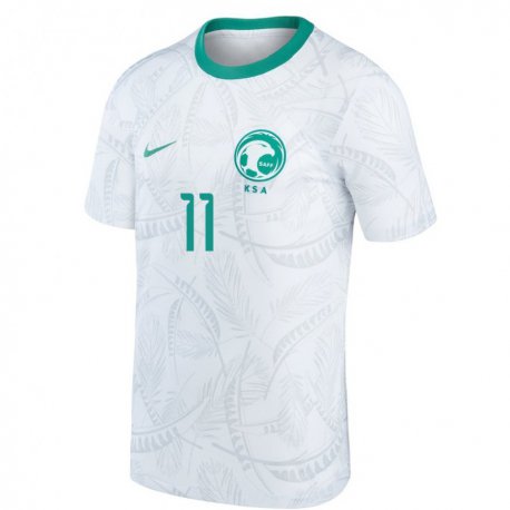 Kandiny Niño Camiseta Arabia Saudita Abbas Alhassan #11 Blanco 1ª Equipación 22-24 La Camisa Chile