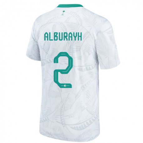 Kandiny Niño Camiseta Arabia Saudita Mahmood Alburayh #2 Blanco 1ª Equipación 22-24 La Camisa Chile