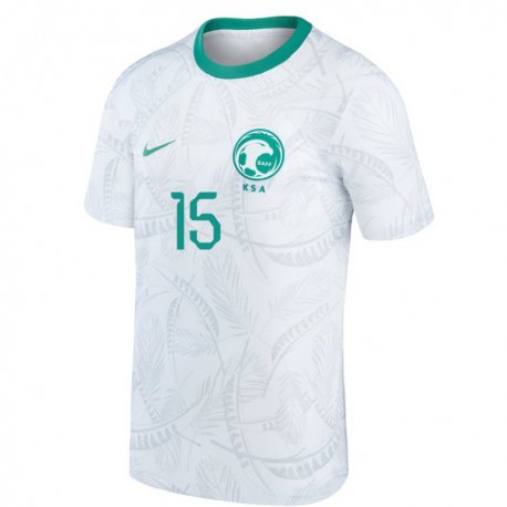 Kandiny Niño Camiseta Arabia Saudita Mohammed Hazzazi #15 Blanco 1ª Equipación 22-24 La Camisa Chile