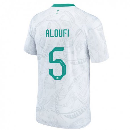Kandiny Niño Camiseta Arabia Saudita Mohammed Aloufi #5 Blanco 1ª Equipación 22-24 La Camisa Chile