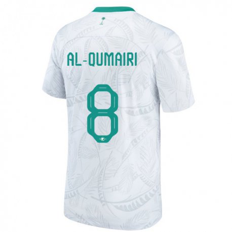 Kandiny Niño Camiseta Arabia Saudita Nawaf Al Qumairi #8 Blanco 1ª Equipación 22-24 La Camisa Chile