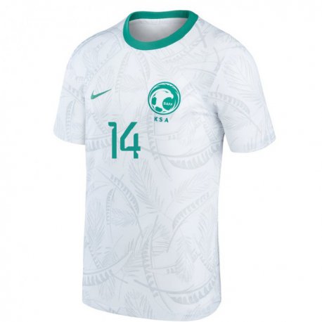Kandiny Niño Camiseta Arabia Saudita Meshal Sibyani #14 Blanco 1ª Equipación 22-24 La Camisa Chile