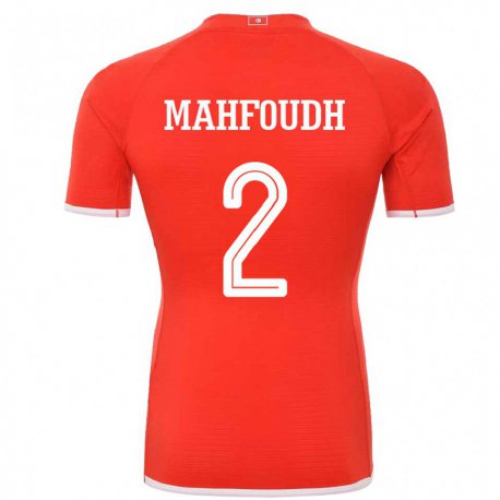 Kandiny Niño Camiseta Túnez Dhikra Mahfoudh #2 Rojo 1ª Equipación 22-24 La Camisa Chile