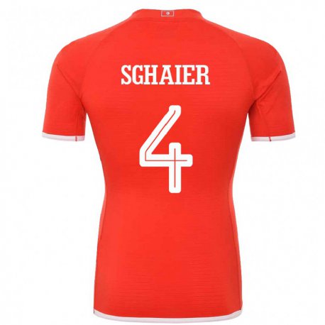 Kandiny Niño Camiseta Túnez Makrem Sghaier #4 Rojo 1ª Equipación 22-24 La Camisa Chile