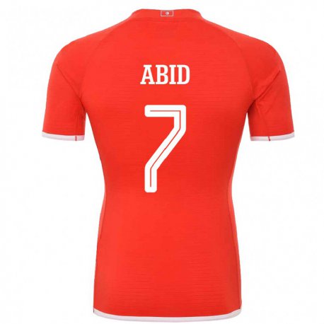 Kandiny Niño Camiseta Túnez Aziz Abid #7 Rojo 1ª Equipación 22-24 La Camisa Chile