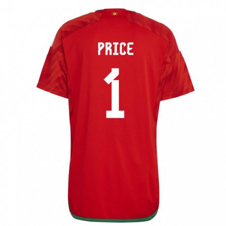 Kandiny Niño Camiseta Gales Jo Price #1 Rojo 1ª Equipación 22-24 La Camisa Chile