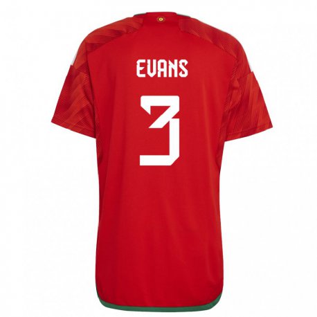 Kandiny Niño Camiseta Gales Gemma Evans #3 Rojo 1ª Equipación 22-24 La Camisa Chile