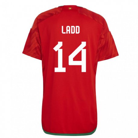 Kandiny Niño Camiseta Gales Hayley Ladd #14 Rojo 1ª Equipación 22-24 La Camisa Chile