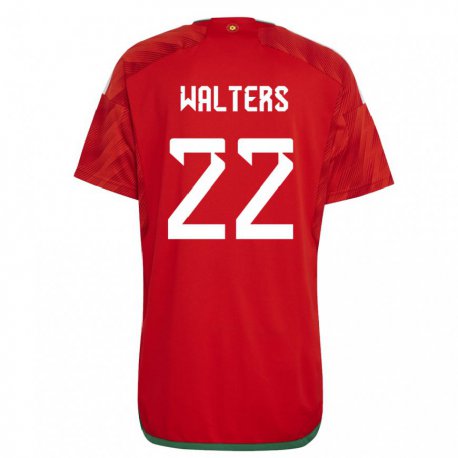 Kandiny Niño Camiseta Gales Georgia Walters #22 Rojo 1ª Equipación 22-24 La Camisa Chile