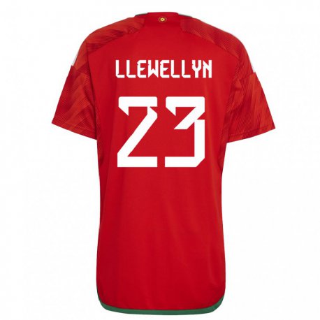 Kandiny Niño Camiseta Gales Ffion Llewellyn #23 Rojo 1ª Equipación 22-24 La Camisa Chile