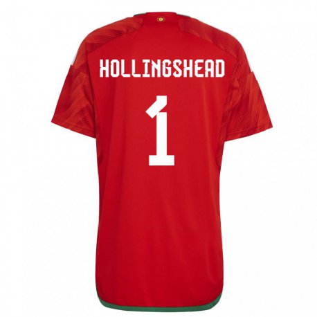 Kandiny Niño Camiseta Gales Ronnie Hollingshead #1 Rojo 1ª Equipación 22-24 La Camisa Chile