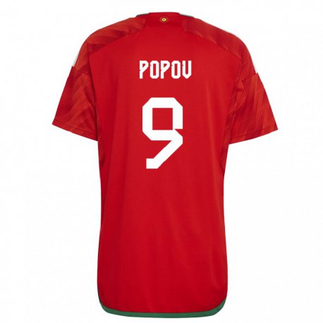 Kandiny Niño Camiseta Gales Christopher Popov #9 Rojo 1ª Equipación 22-24 La Camisa Chile