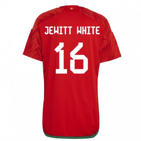 Kandiny Niño Camiseta Gales Harry Jewitt White #16 Rojo 1ª Equipación 22-24 La Camisa Chile