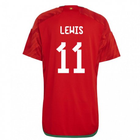 Kandiny Niño Camiseta Gales Sonny Lewis #11 Rojo 1ª Equipación 22-24 La Camisa Chile