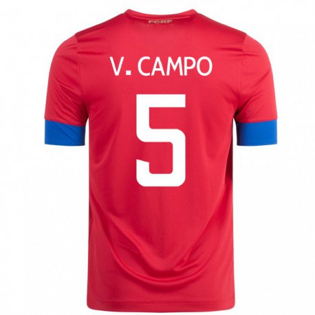 Kandiny Niño Camiseta Costa Rica Valeria Del Campo #5 Rojo 1ª Equipación 22-24 La Camisa Chile