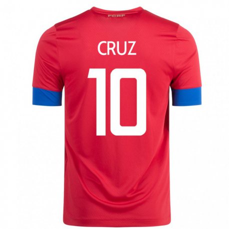 Kandiny Niño Camiseta Costa Rica Shirley Cruz #10 Rojo 1ª Equipación 22-24 La Camisa Chile