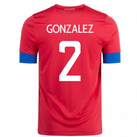 Kandiny Niño Camiseta Costa Rica Julian Gonzalez #2 Rojo 1ª Equipación 22-24 La Camisa Chile