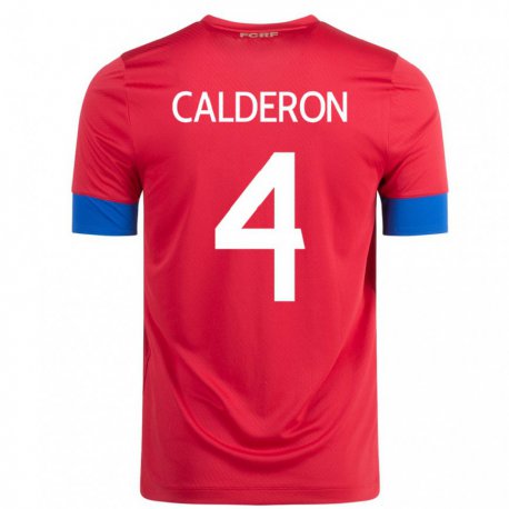 Kandiny Niño Camiseta Costa Rica Brandon Calderon #4 Rojo 1ª Equipación 22-24 La Camisa Chile