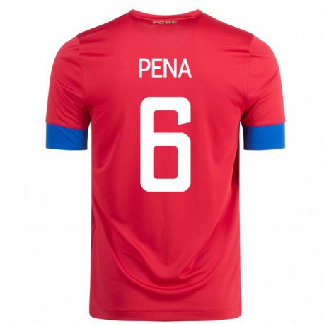 Kandiny Niño Camiseta Costa Rica Ricardo Pena #6 Rojo 1ª Equipación 22-24 La Camisa Chile