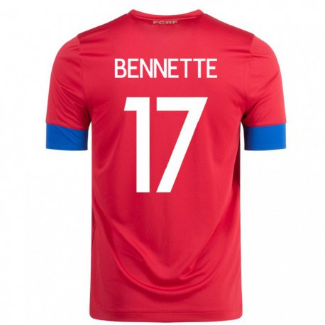 Kandiny Niño Camiseta Costa Rica Jewison Bennette #17 Rojo 1ª Equipación 22-24 La Camisa Chile