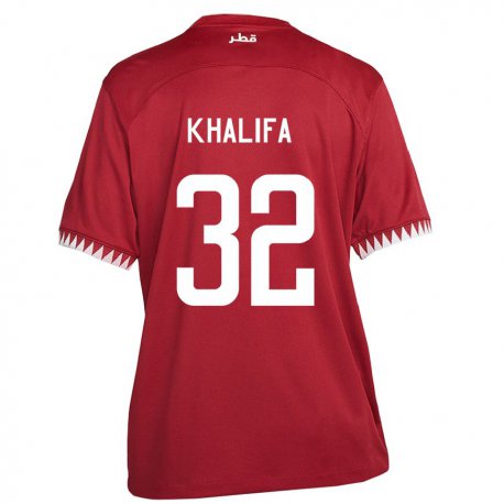 Kandiny Niño Camiseta Catar Duana Khalifa #32 Granate 1ª Equipación 22-24 La Camisa Chile