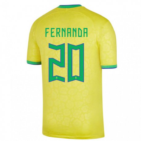 Kandiny Niño Camiseta Brasil Fernanda Palermo #20 Amarillo 1ª Equipación 22-24 La Camisa Chile