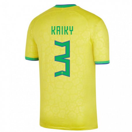 Kandiny Niño Camiseta Brasil Kaiky #3 Amarillo 1ª Equipación 22-24 La Camisa Chile
