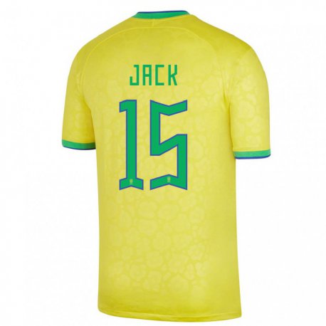 Kandiny Niño Camiseta Brasil Fellipe Jack #15 Amarillo 1ª Equipación 22-24 La Camisa Chile