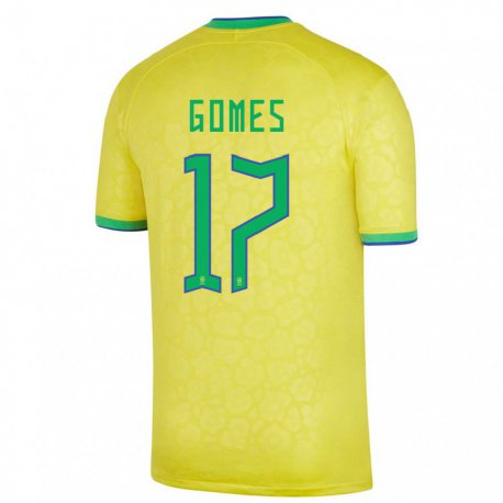 Kandiny Niño Camiseta Brasil William Gomes #17 Amarillo 1ª Equipación 22-24 La Camisa Chile