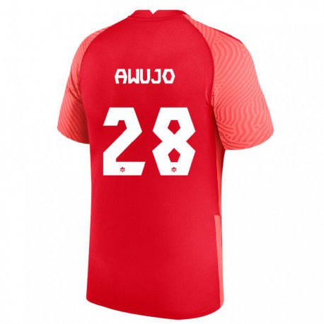 Kandiny Niño Camiseta Canadá Simi Awujo #28 Rojo 1ª Equipación 22-24 La Camisa Chile