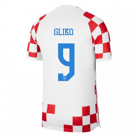 Kandiny Niño Camiseta Croacia Andrea Glibo #9 Rojo Blanco 1ª Equipación 22-24 La Camisa Chile