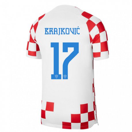 Kandiny Niño Camiseta Croacia Roko Brajkovic #17 Rojo Blanco 1ª Equipación 22-24 La Camisa Chile