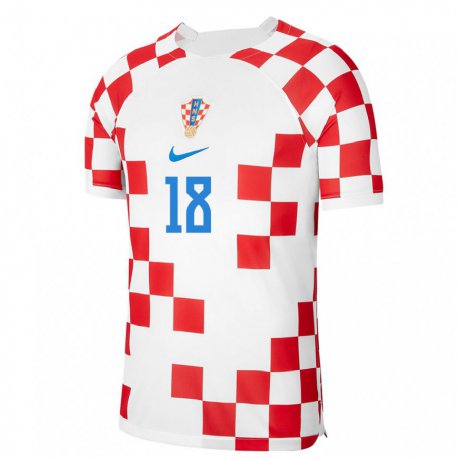 Kandiny Niño Camiseta Croacia Luka Lukanic #18 Rojo Blanco 1ª Equipación 22-24 La Camisa Chile