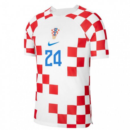 Kandiny Niño Camiseta Croacia Mihael Stipic #24 Rojo Blanco 1ª Equipación 22-24 La Camisa Chile