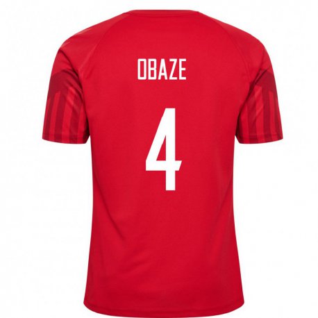 Kandiny Niño Camiseta Dinamarca Isabella Obaze #4 Rojo 1ª Equipación 22-24 La Camisa Chile