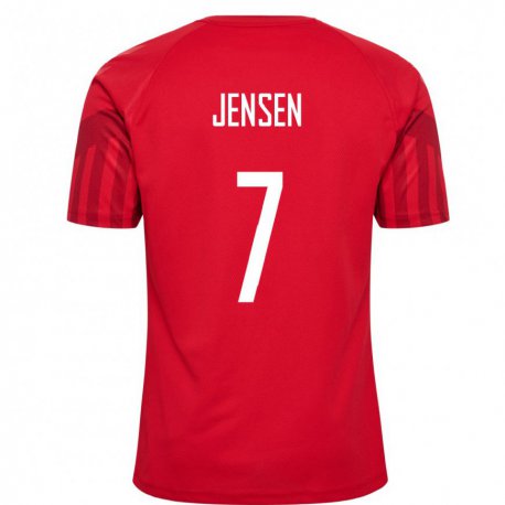 Kandiny Niño Camiseta Dinamarca Victor Jensen #7 Rojo 1ª Equipación 22-24 La Camisa Chile