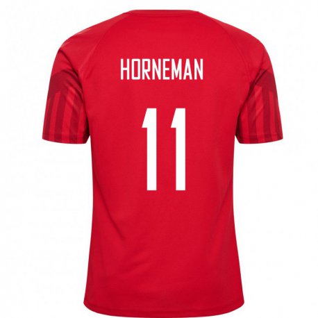 Kandiny Niño Camiseta Dinamarca Charly Horneman #11 Rojo 1ª Equipación 22-24 La Camisa Chile