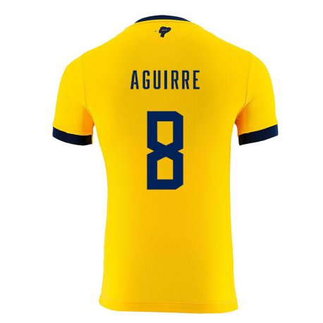 Kandiny Niño Camiseta Ecuador Marthina Aguirre #8 Amarillo 1ª Equipación 22-24 La Camisa Chile